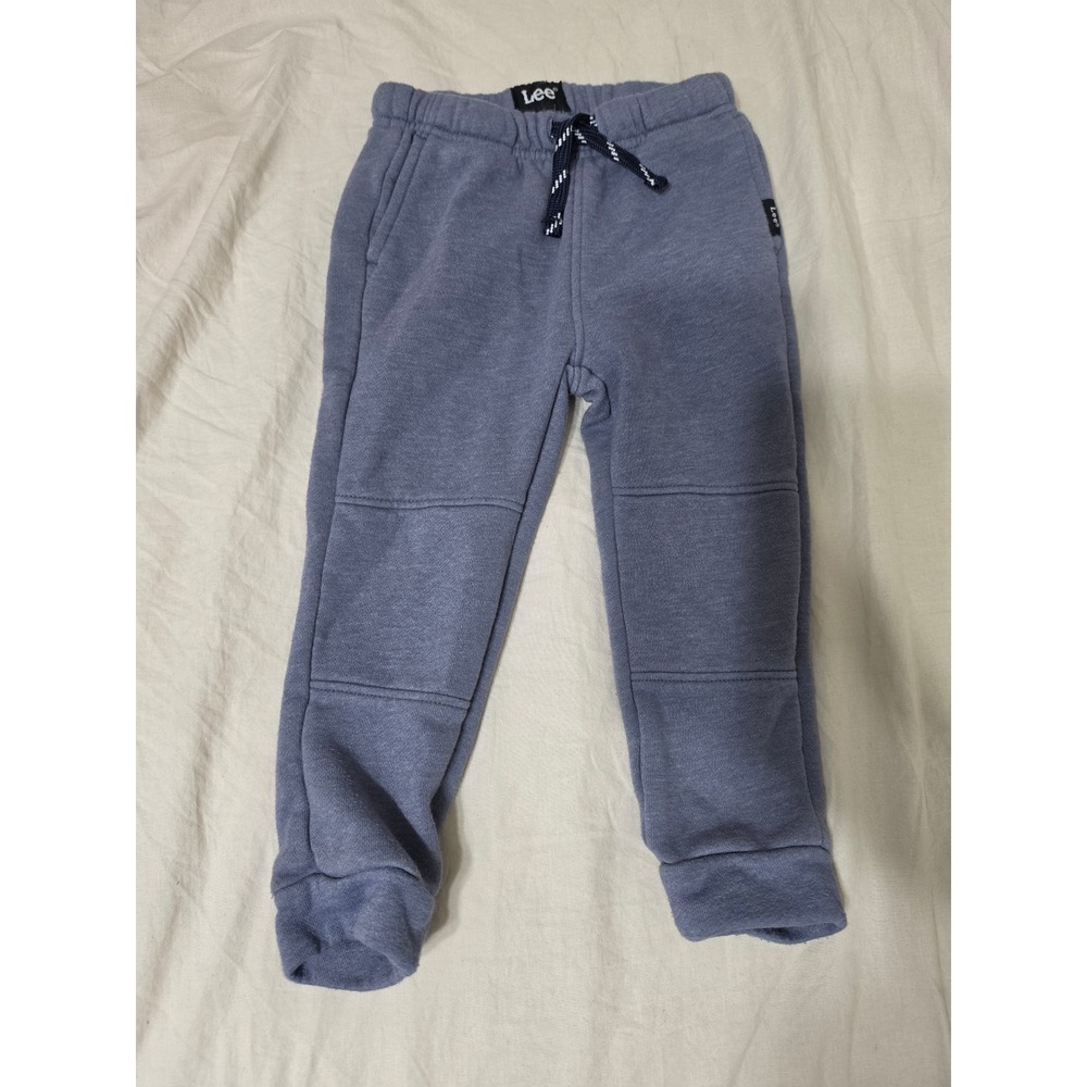 Lee Toddler Boys Blue Gray Fleece Jogger Sweatpants 2T Reinforced Knee Joggers